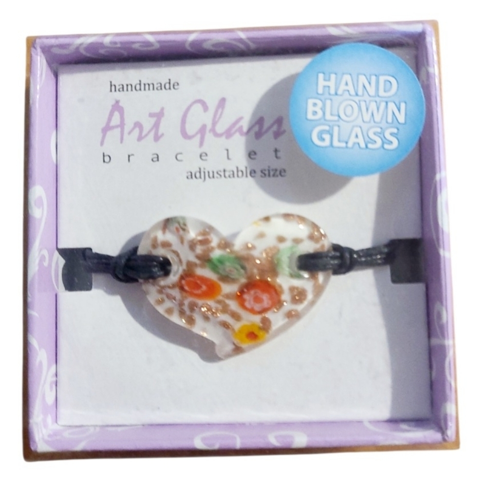 ArtGlass HANDBLOWN Hearr Bracelet
